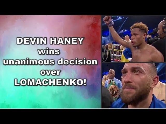  HANEY WINS DECISION OVER LOMACHENKO TO END UNDISPUTED RIVALRY! 