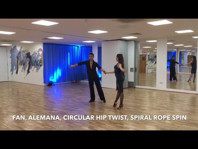 How to dance Circular Hip Twist & Spiral Rope Spin in Rumba - Intermediate