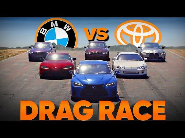 Toyota Battles BMW: 1400-hp 2JZ Supra vs S58 BMW M4 vs Lexus V8 — Cammisa's Drag Race Replay