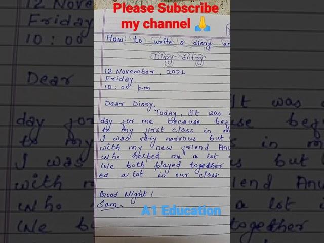 Diary Writing in English || How to write ️ diary entry || Sam A1 Education...