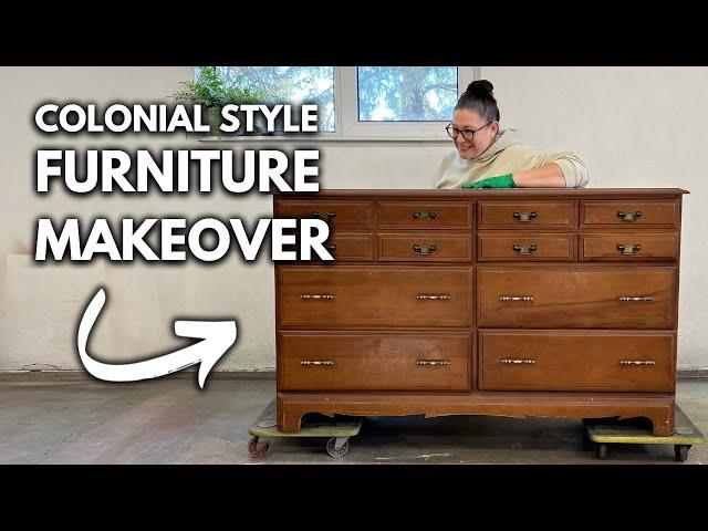 Reviving a Curbside Dresser with Stain & Paint – Colonial Style Reimagined!