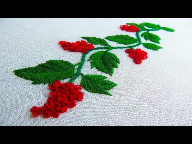 Hand Embroidery; Embroidery Designs by Nakshi Kantha World; Leaf Stitch French knot stitch