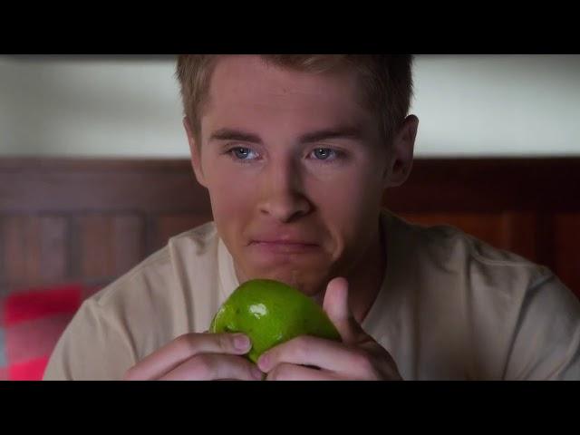 Brick Practices Kissing with Fruits (Insatiable S02E05 scene)