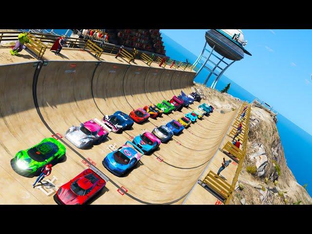 Ramps built for Superheroes SpiderMan race and Superhero Cars texture pack Hot Wheels car GTA V mods