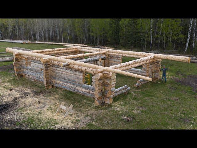 Placing the HUGE 62ft Logs - Building My Log Home Pt.14