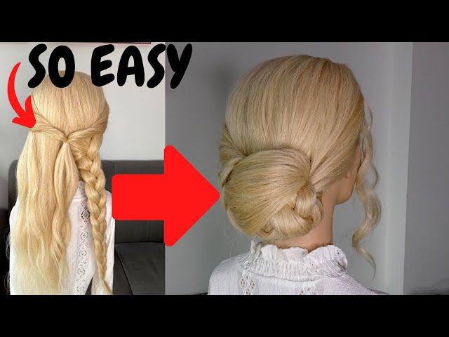 How to do EASY low chignon hairstyle - chignon hair tutorial