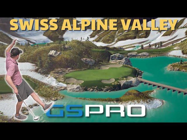 This Fantasy Golf Course is Mind Blowing!!! Swiss Alpine Valley on GSPro Golf Simulator Software