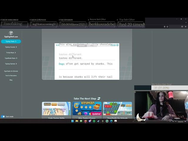 One handed typing down live on Twitch!