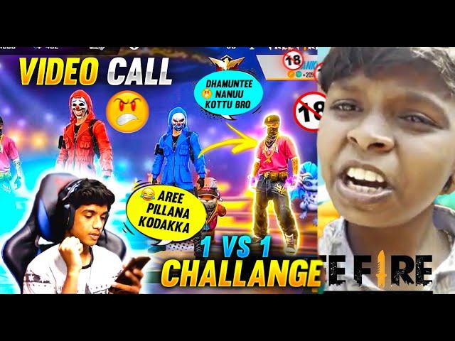 13 Years Kid Challenge me1 VS 1 Video Call ?|Warning me |Free Fire in Telugu |Dhanush FF Gamer|