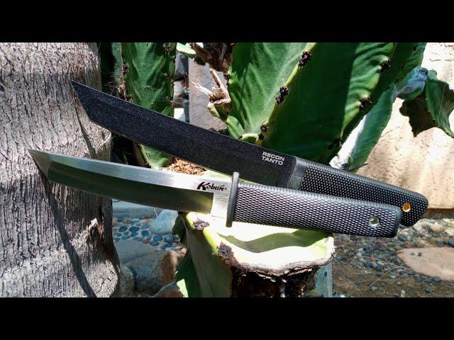 Best Budget Cold Steel Tanto Fixed Blades? Recon Tanto SK5 And Kobun Tanto AUS-8A Knife Video