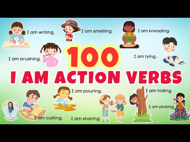 100 Action Verbs in English With Sentences |First Words for Babies |English Vocabulary for Beginners