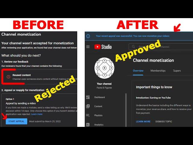 How to Appeal YouTube Monetization Rejected Reuse Video 2022 in English