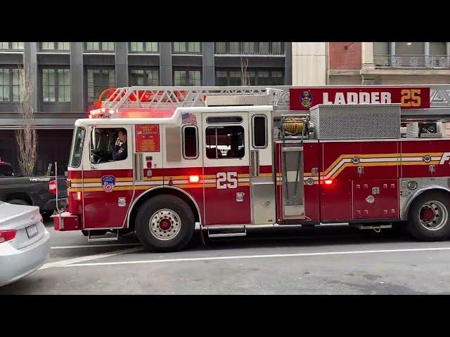 COMPILATION OF MULTIPLE FDNY UNITS RESPONDING TOGETHER TO SEPARATE CALLS IN NEW YORK CITY.  27