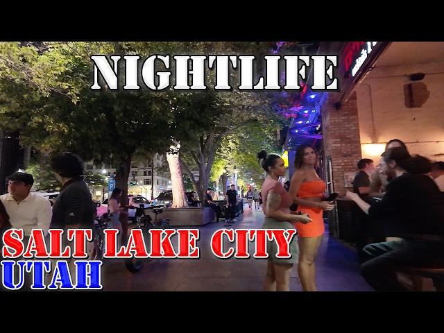 Salt Lake City - Saturday Nightlife - Utah - 4K Walking Tour