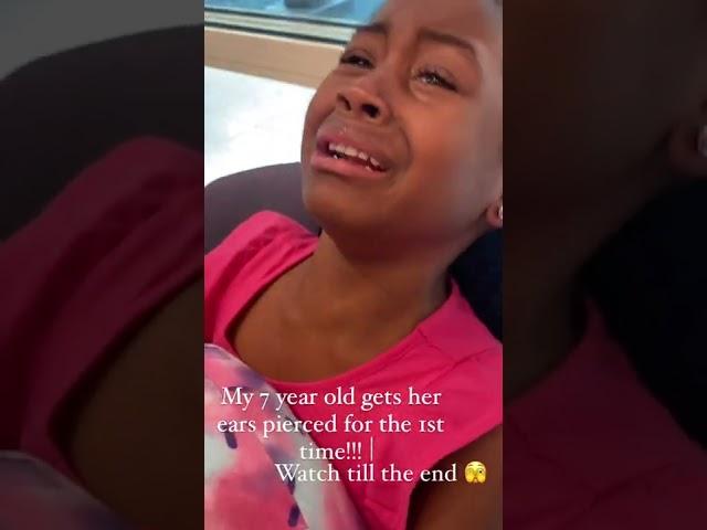 7 yr old little girl gets her ears pierced 