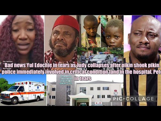 Yul Edochie in tears as Judy Austin collapses after pikin shook pikin, police immediately involved