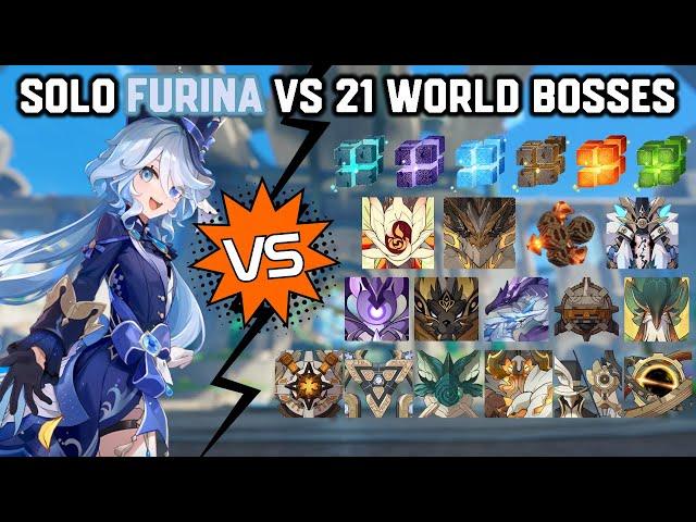 Solo C0 Furina vs 21 World Bosses Without Food Buff | Genshin Impact