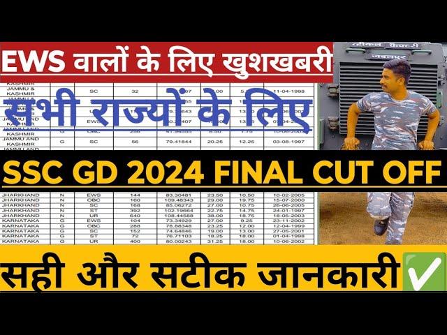 इतना ही जाएगा EWS SSC GD 2024 FINAL CUT OFF || SSC GD MERIT LIST || SSC GD FINAL RESULT || ssc gd