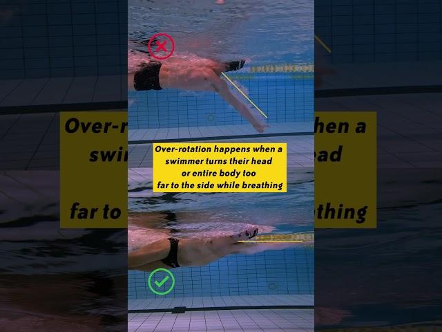 Over-rotation in freestyle breathing is a common technique issue #swimming
