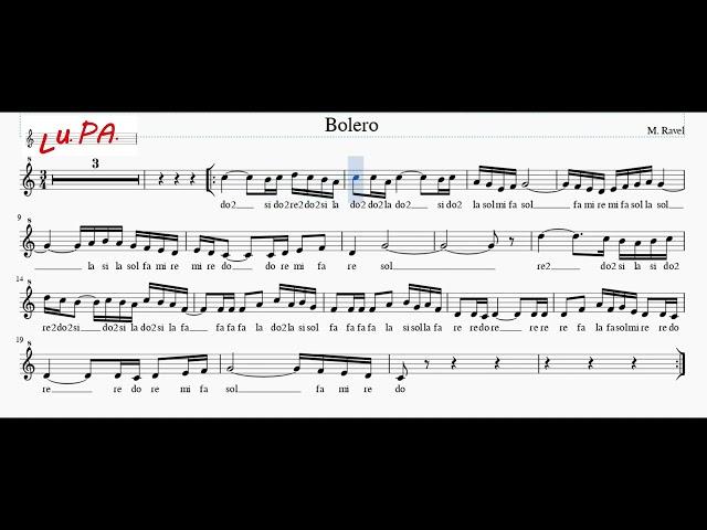 Bolero (M. Ravel) - Flauto - Note - Spartito - Karaoke - Recorder -Instrumental