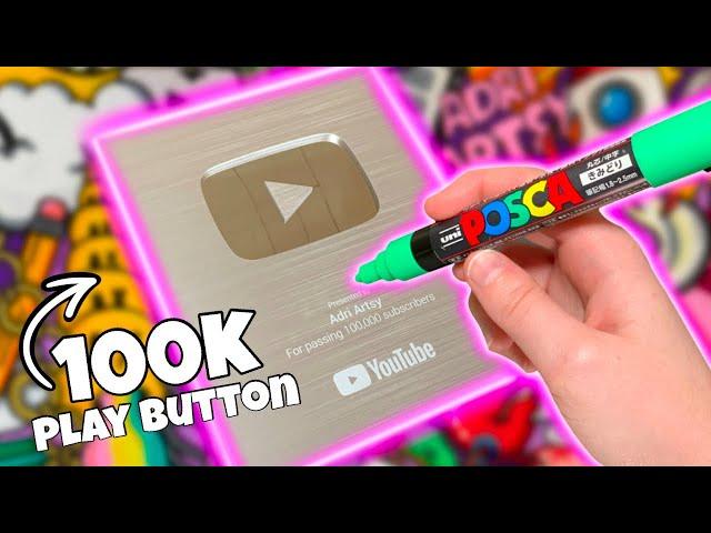 Drawing a DOODLE on my 100k SUBSCRIBER PLAY BUTTON BOX with Posca Markers! #youtubecreatorawards