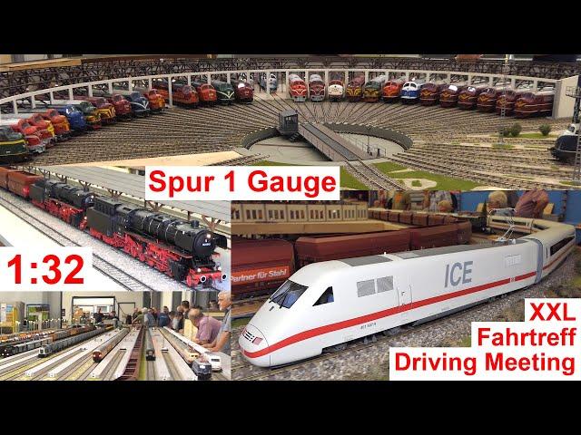 ICE 1 + NoHAB parade at Gauge1-XXL model railway meeting 1:32 Munich 9/24 + "Long Henry" + Big Boy