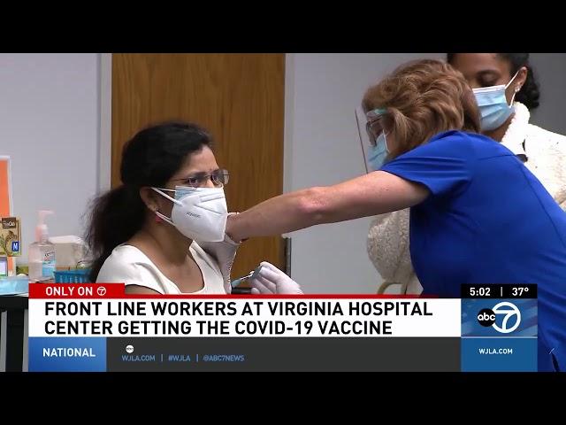 Virginia Hospital Center front line workers receiving the COVID vaccine