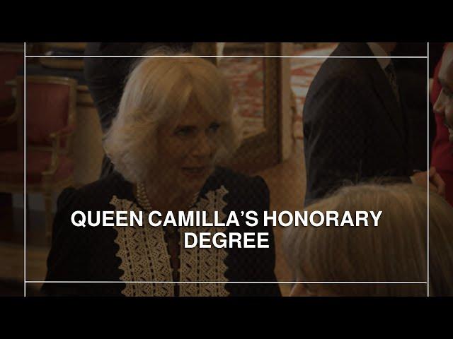 Queen Camilla is presented with an honorary degree by sister-in-law Princess Anne