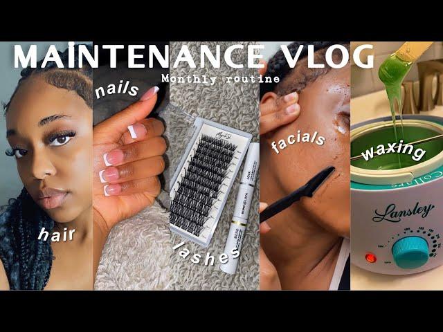 MAINTENANCE VLOG 2023 | FIRST DIY WAXING, TIKTOK LASH EXTENSIONS, NAILS, FACIALS & MORE