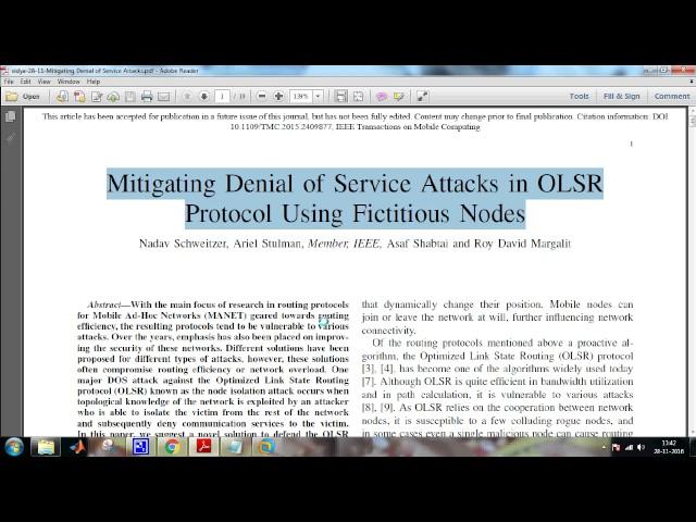 Mitigating Denial of Service Attacks in OLSR Protocol Using Fictitious Nodes