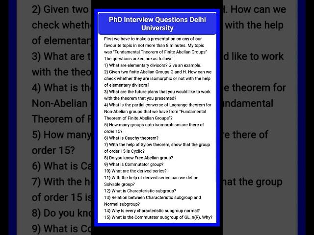 #PhD Interview Questions#Delhi university# Higher mathematics#Students#Shorts