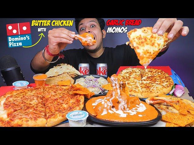 Dominos The 4 Cheese Pizza, Double Cheese Margherita with Butter Chicken, Momos, Garlic Bread & Naan