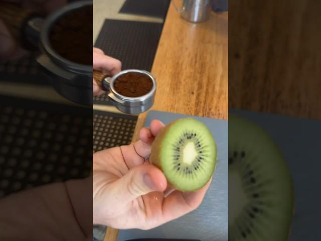Fruit being used as a tamp? #coffee #barista #espresso #latteart #cafe #coffeetime #baristacoffee