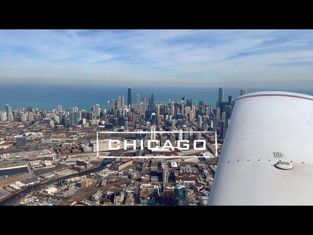 Flying Cessna Aircraft Over Chicago | City Skyline Airplane Tour