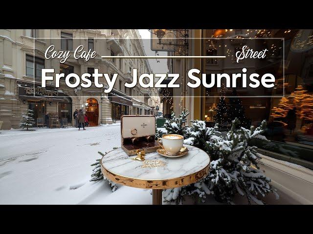 Frosty Jazz Sunrise ~ Healing Coffee Craft Ambience in Winter for a Soothing Coffee Shop Street 