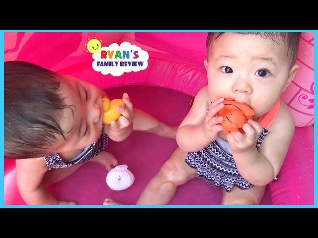 Babies and Kids Family Fun Pool Time with Rubber Ducky! Ryan's Family Review