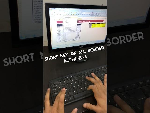 Shortkey of All Border in Excel #shorts