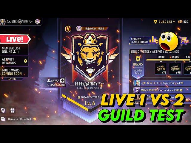 Live 2vs1 Live guild test HHS ARMY free fire max #nonstopgaming #gyansujan