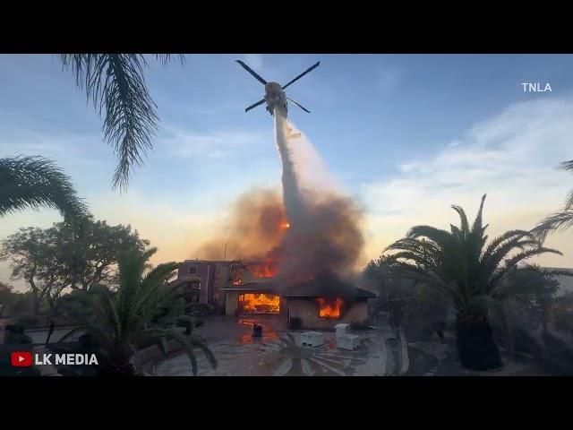 Helicopter Drops on Burning House | Mountain Fire