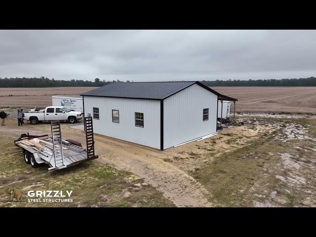 Grizzly Steel Structures - 24x30 Metal Garage w/ 12x30 Lean-to