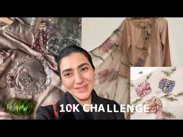 Handpainted Eid Outfit Under 10K Challenge | Organza & Cotton Net | Raw Silk Dress in Budget Vlog