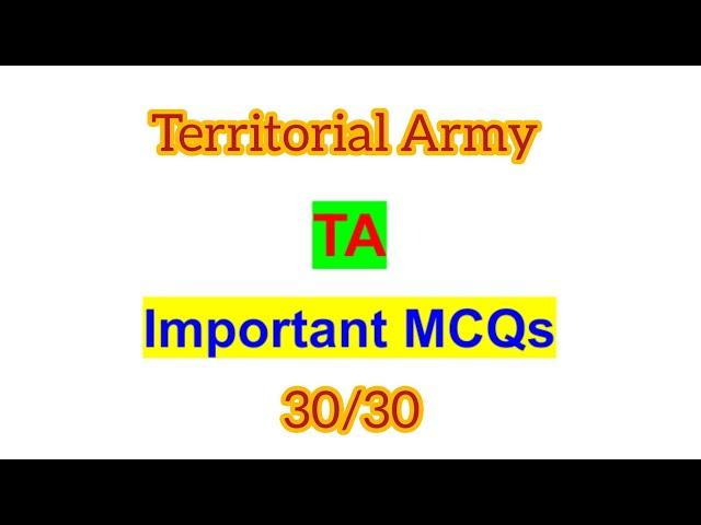 TA top 30 MCQs|important MCQs|TA army