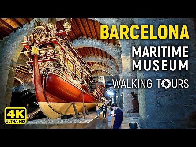 4K Barcelona (Spain) Maritime Museum Walking Tour • February 2023