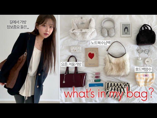 what’s in my bag? 예쁜 가방 콜렉터의 내돈내산 가방들 & 일 가방 탈탈 털기 (정보문의 폭주템, 겨울필수화장품, 영양제추천)