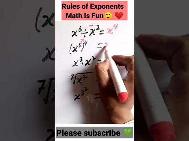 Rules of Exponents (Multiplying, Dividing,Roots) Algebra with Mr Respect Maths#shorts #maths
