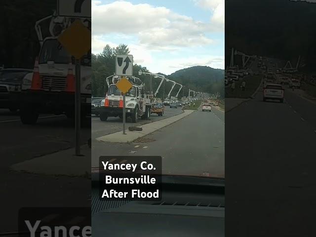 WNC help is on the way.     HWY 19-e Burnsville South Toe River Bridge.  #wncflooding #power