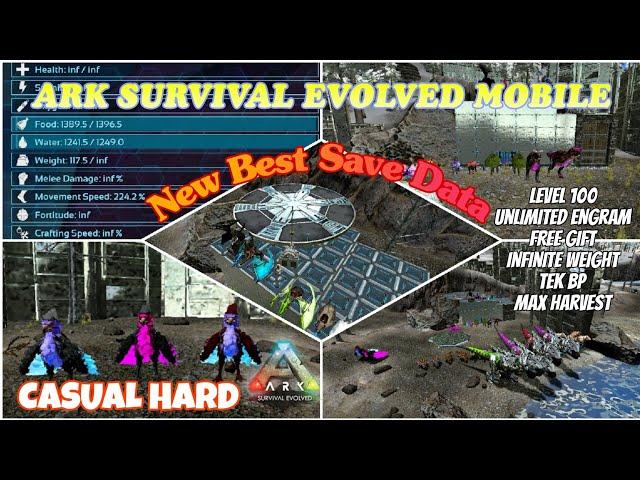 ARK MOBILE SAVE DATA | CASUAL HARD | LVL 100 | INF AMBER & GIFT |TEK BP | BLACK PEARLS | MAX HARVEST