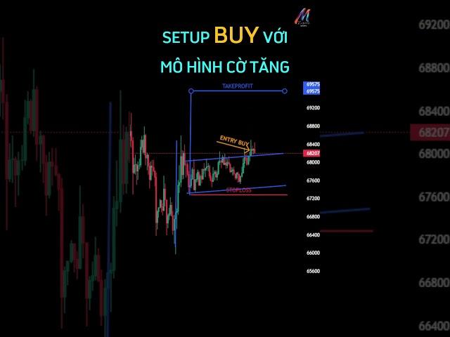 CÁCH SETUP LỆNH BUY MÔ HÌNH CỜ TRONG ĐÀ TĂNG #shorts #bitcoin #mtrading