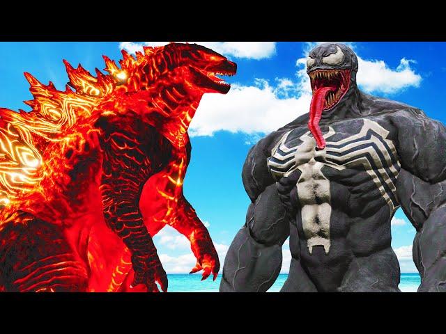 GODZILLA FIRE VS THE VENOM - MONSTER BATTLE