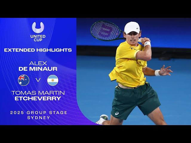 Alex de Minaur v Tomas Martin Etcheverry Extended Highlights | United Cup 2025 Group F